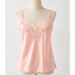 Vintage Epitomé Pink Embroidered Lace Camisole M Coquette Romantic Balletcore